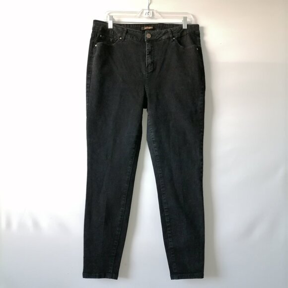 refuge Denim - Refuge+ Womens Charcoal Black High Rise Five Pocket Design Skinny Jeans Size 16